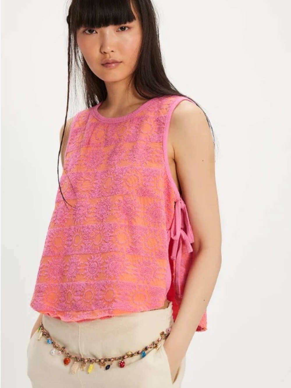 NWT Free People Towel Terry Side-Tie Tank Top Size XS